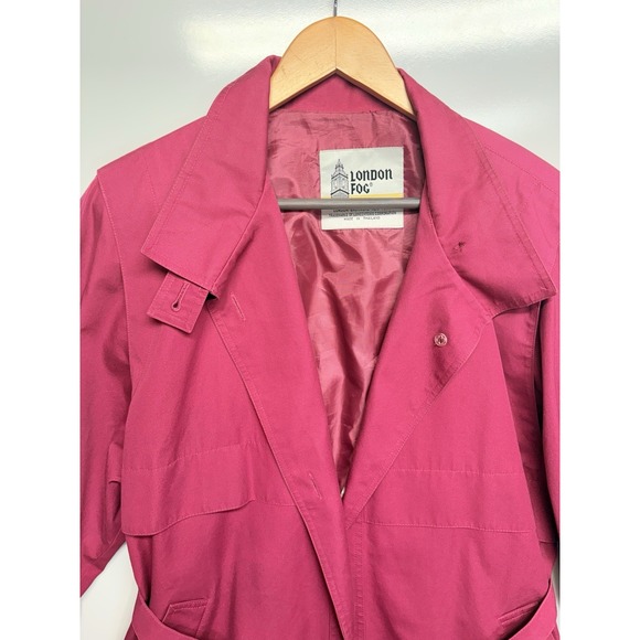 Vintage London Fog Fuchsia Trench Coat Women Size 14 Reg - Picture 2 of 12